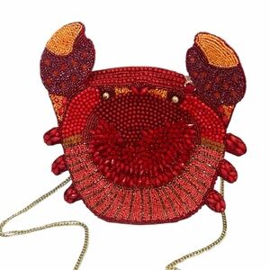 🦋Viral Handcrafted in India Red Crab Gold Eyes Beaded Crossbody